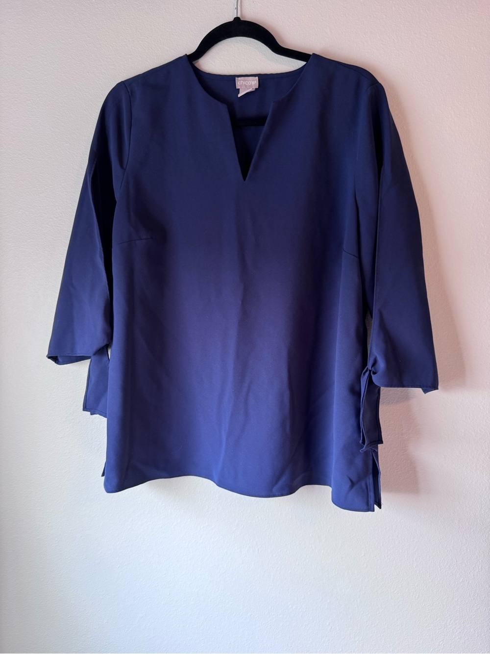Chico's Navy Split-Side V-Notch Blouse